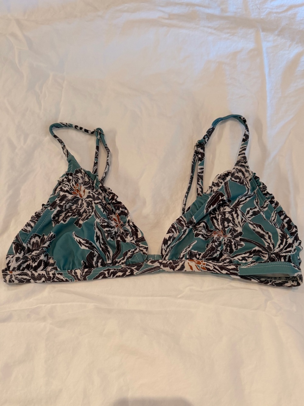 Beach Riot Teal Floral Triangle Bikini Top